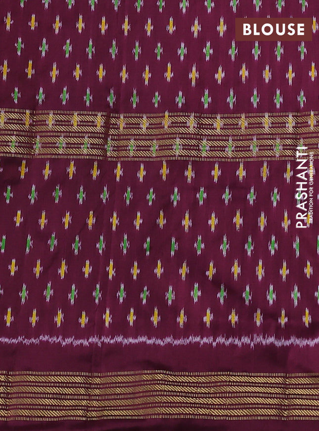 Pochampally silk saree pink shade and wine shade with allover ikat weaves and zari woven border