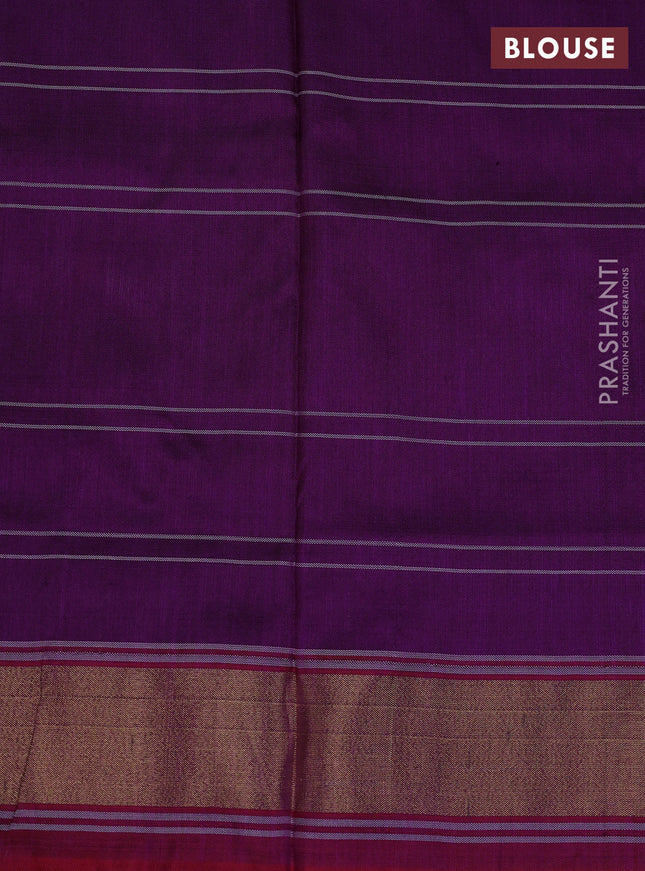 Pochampally silk saree purple and maroon with allover checks & ikat butta weaves and long ikat woven zari border