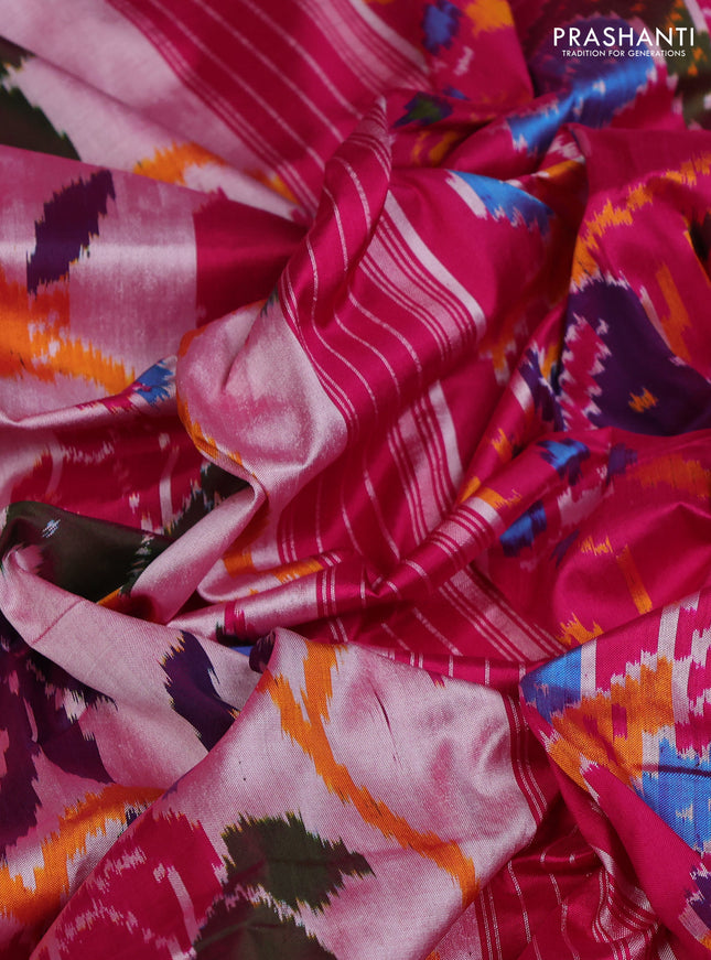 Pochampally silk saree pastel pink and pink with allover patola weaves and rettapet border