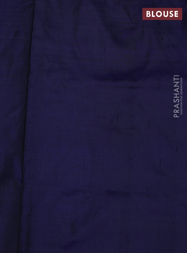 Pochampally silk saree navy blue with allover ikat weaves and long ikat woven simple border