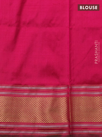 Pochampally silk saree ple yellow and pink with allover ikat weaves and zari woven border