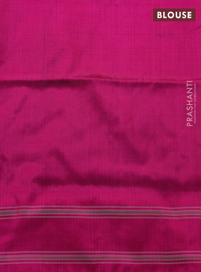 Pochampally silk saree black and pink with allover ikat weaves and rettapet border