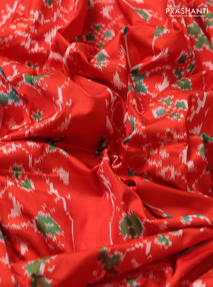 Pochampally silk saree orange with allover ikat weaves and simple border