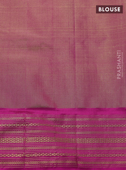 Pochampally tissue silk saree green and pink with allover ikat weaves and zari woven border