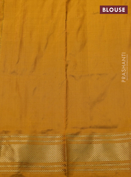 Pochampally silk saree cream and mustard yellow with allover ikat weaves and zari woven border