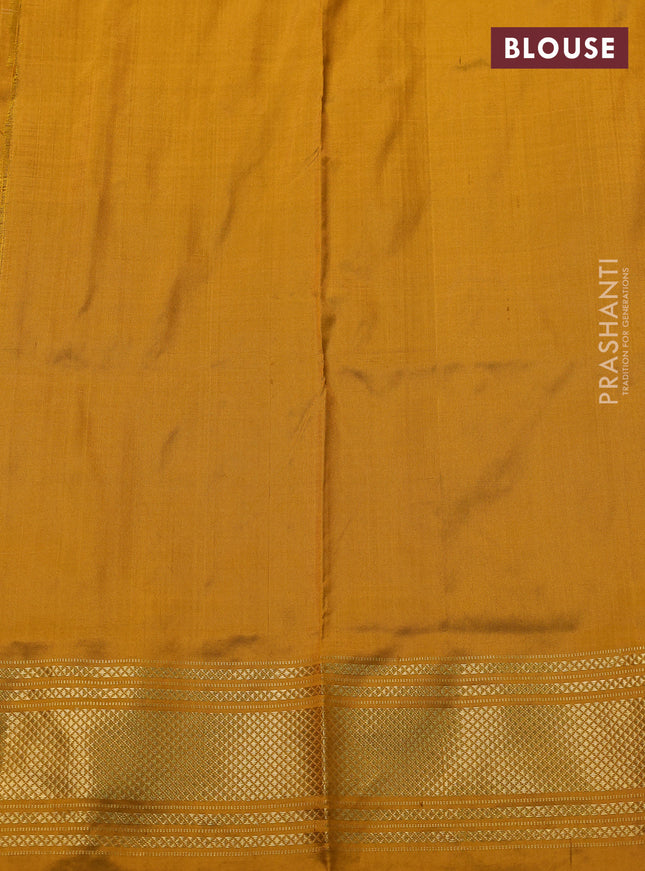 Pochampally silk saree cream and mustard yellow with allover ikat weaves and zari woven border