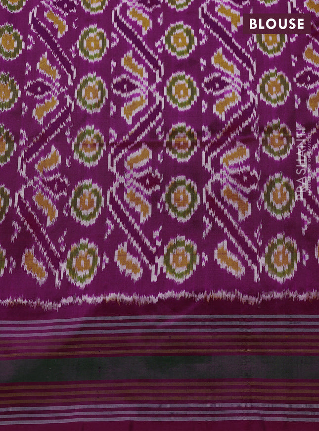 Pochampally silk saree purple with allover ikat weaves and long ikat woven simple border