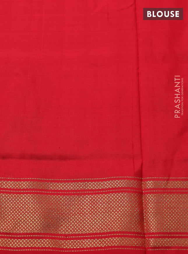 Pochampally silk saree red with allover ikat weaves and zari woven border