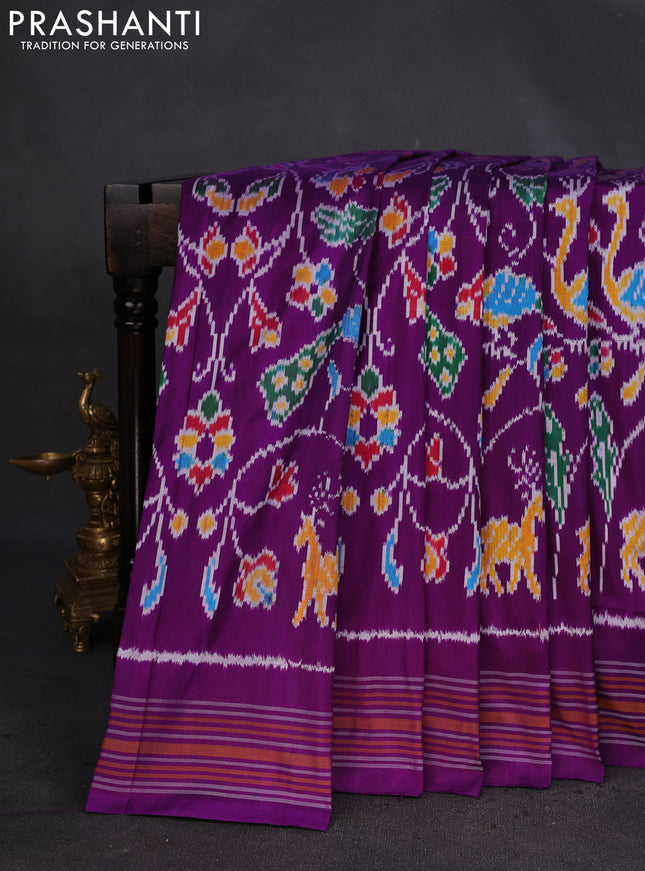 Pochampally silk saree purple with allover patola weaves and simple border