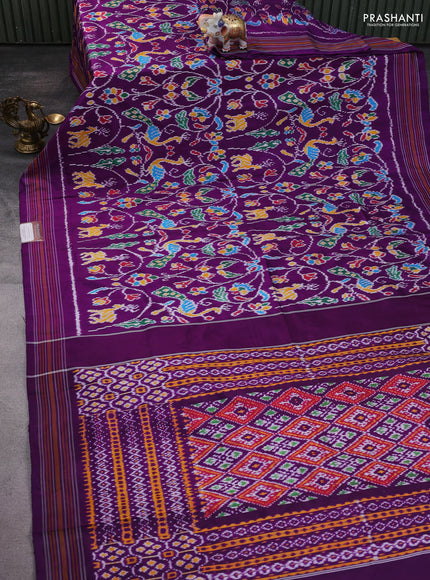 Pochampally silk saree purple with allover patola weaves and simple border