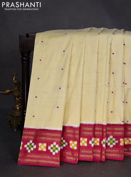 Pochampally silk saree cream and pink with thread woven buttas and zari woven ikat border