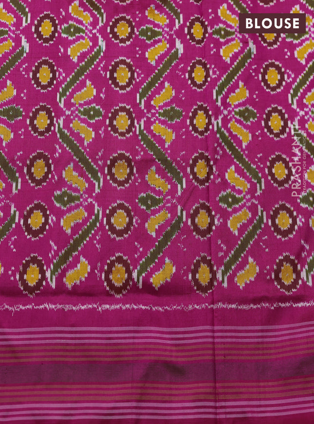 Pochampally silk saree purple and pink with allover patola weaves and rettapet border