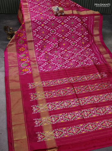 Pochampally silk saree pink with allover ikat weaves and zari woven border