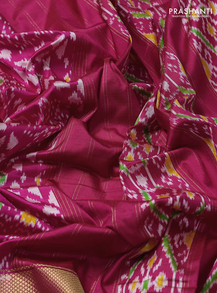 Pochampally silk saree pink with allover ikat weaves and zari woven border