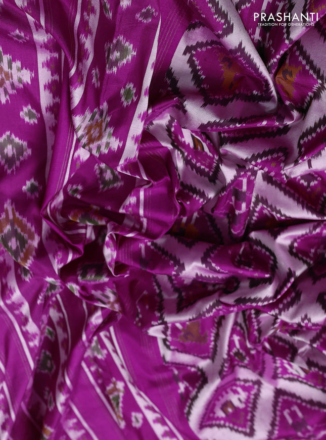 Pochampally silk saree pastel pink and purple with allover ikat weaves and zari woven border