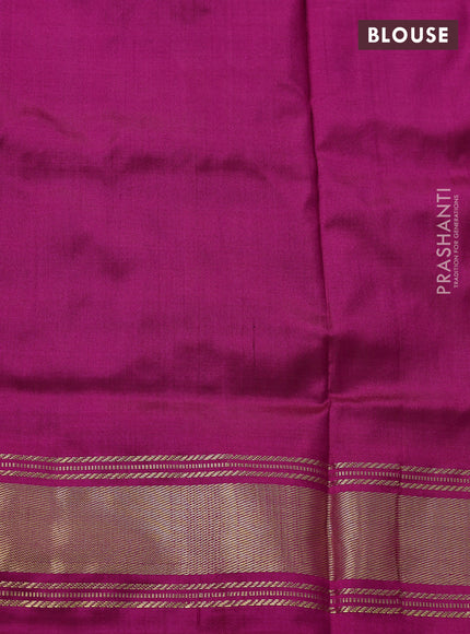 Pochampally silk saree blue and pink with allover ikat weaves and zari woven border