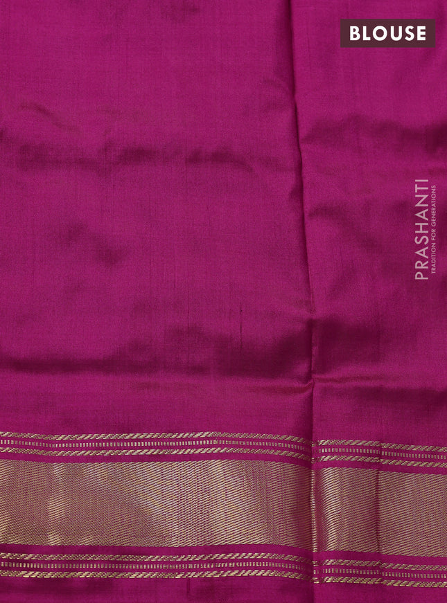 Pochampally silk saree blue and pink with allover ikat weaves and zari woven border