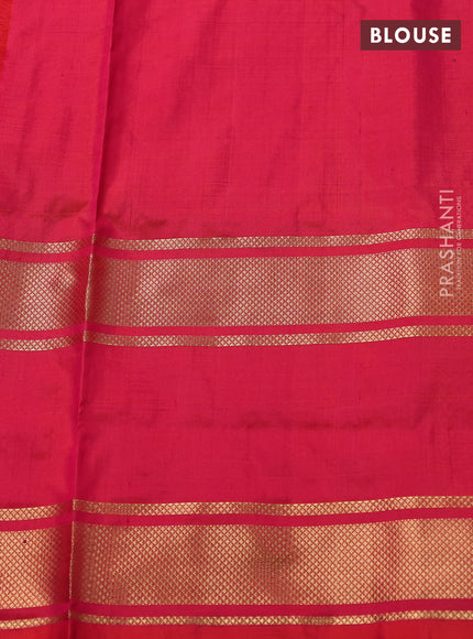 Pochampally silk saree blue and pink with allover ikat weaves and long zari woven ikat border