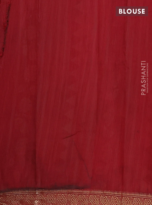 Maheshwari cotton saree dark mustard and maroon with allover pichwai prints and zari woven border