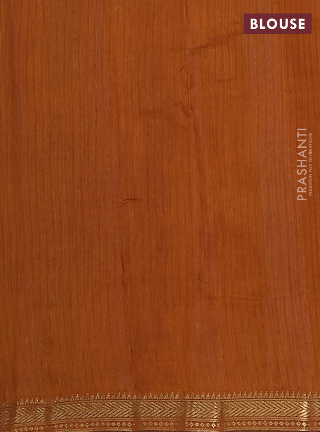 Maheshwari cotton saree green and dark mustard with allover ikat prints and zari woven border