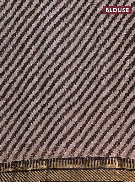 Maheshwari cotton saree sap green and black with allover prints and zari woven border