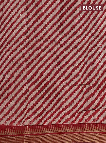 Maheshwari cotton saree coffee brown and maroon with allover prints and zari woven border