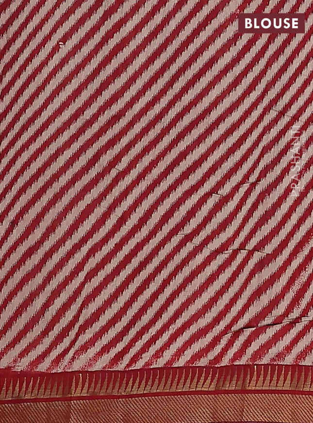 Maheshwari cotton saree coffee brown and maroon with allover prints and zari woven border