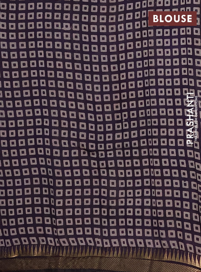 Maheshwari cotton saree beige and navy blue with allover kalamkari prints and zari woven border