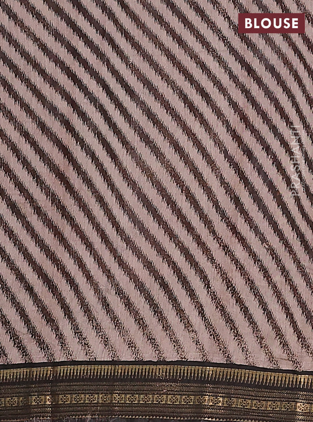 Maheshwari cotton saree maroon and coffee brown with kalamkari prints and zari woven border