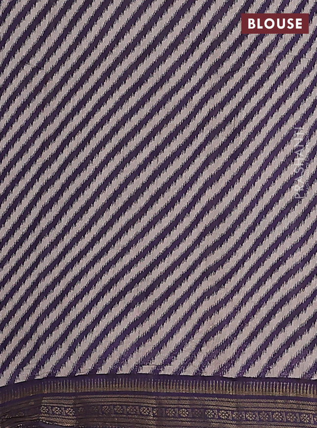 Maheshwari cotton saree sap green and violet with kalamkari prints and zari woven border