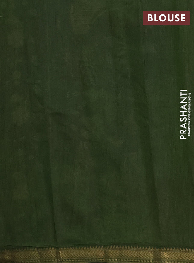 Maheshwari cotton saree beige and sap green with allover kalamkari prints and zari woven border