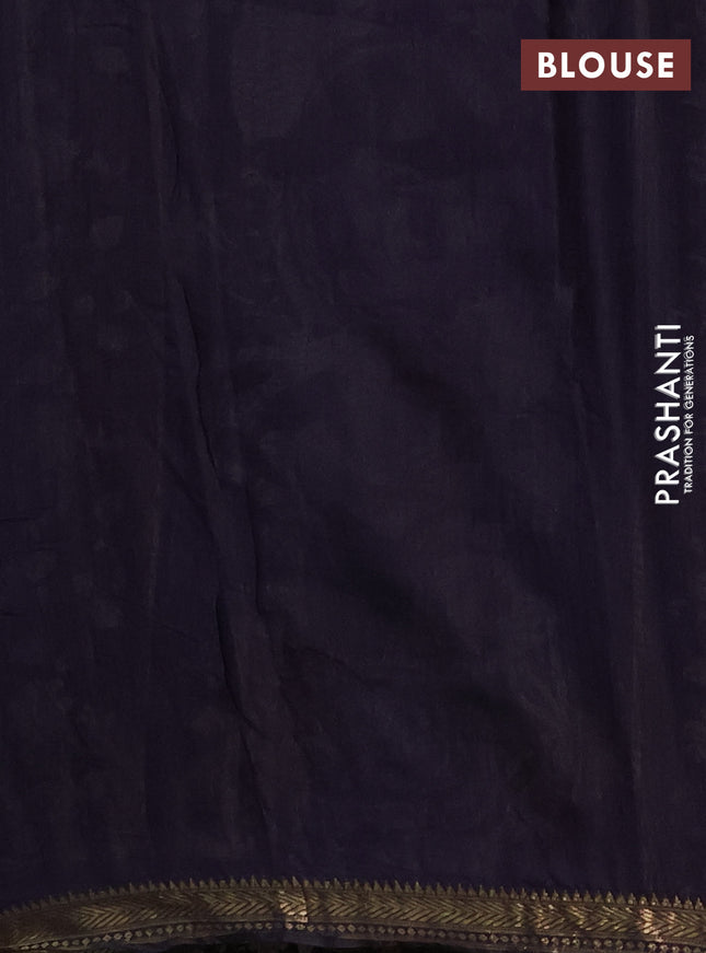 Maheshwari cotton saree beige and navy blue with allover kalamkari prints and zari woven border