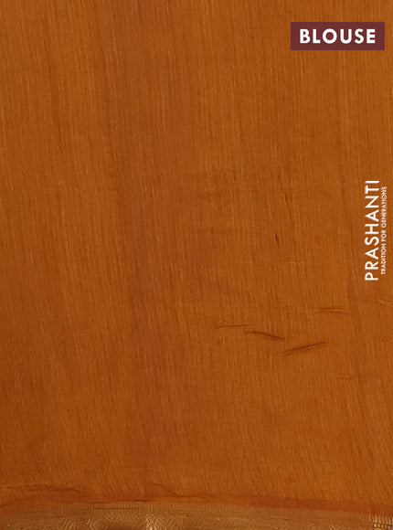 Maheshwari cotton saree sap green and dark mustard with allover flower prints and zari woven border