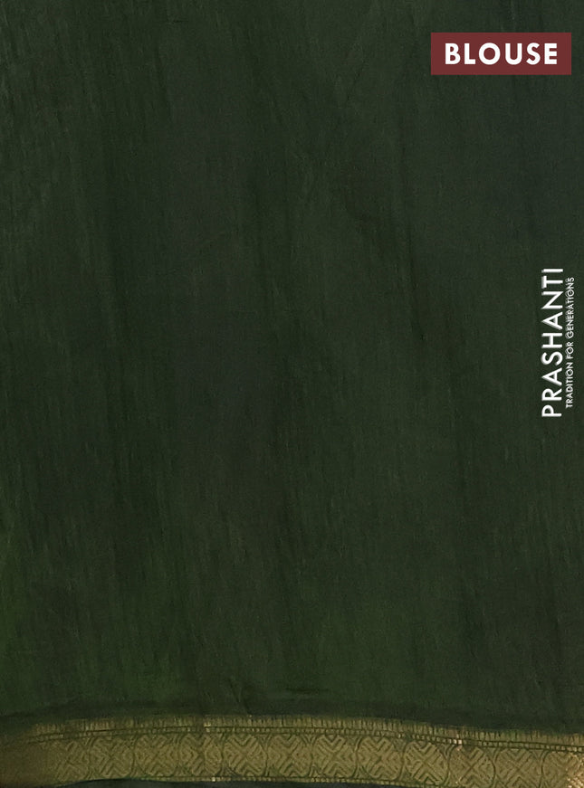 Maheshwari cotton saree navy blue and sap green with allover flower prints and zari woven border