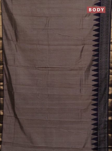 Maheshwari cotton saree grey shade and navy blue with allover stripes pattern and zari woven border