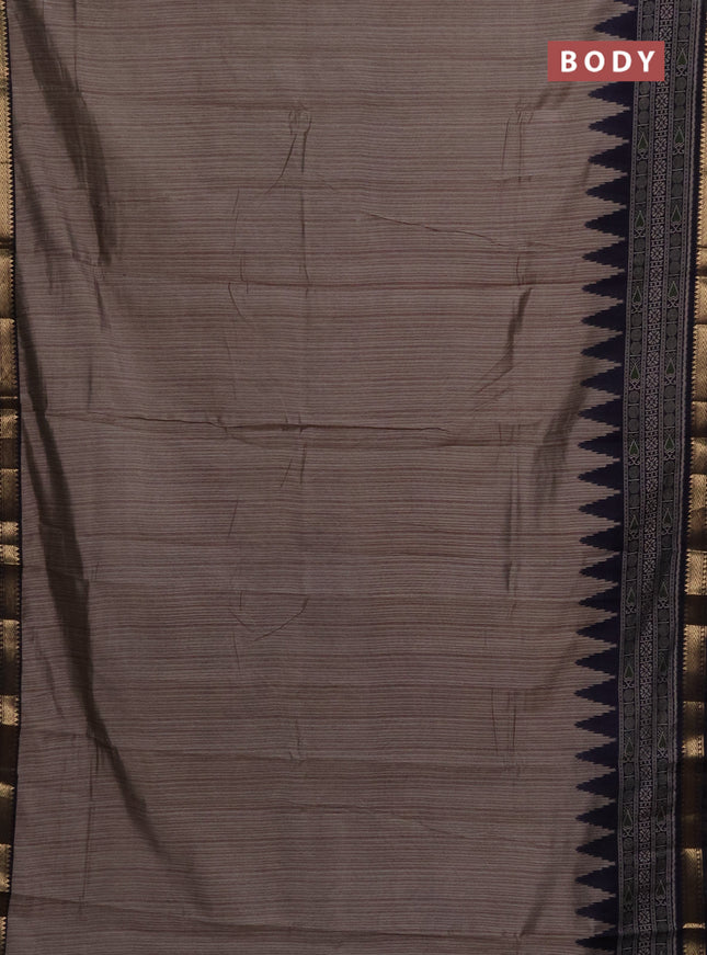 Maheshwari cotton saree grey shade and navy blue with allover stripes pattern and zari woven border