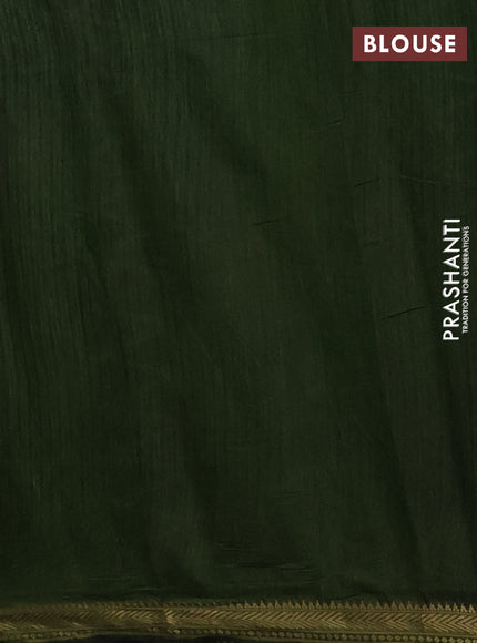 Maheshwari cotton saree grey shade and sap green with allover stripes pattern and zari woven border