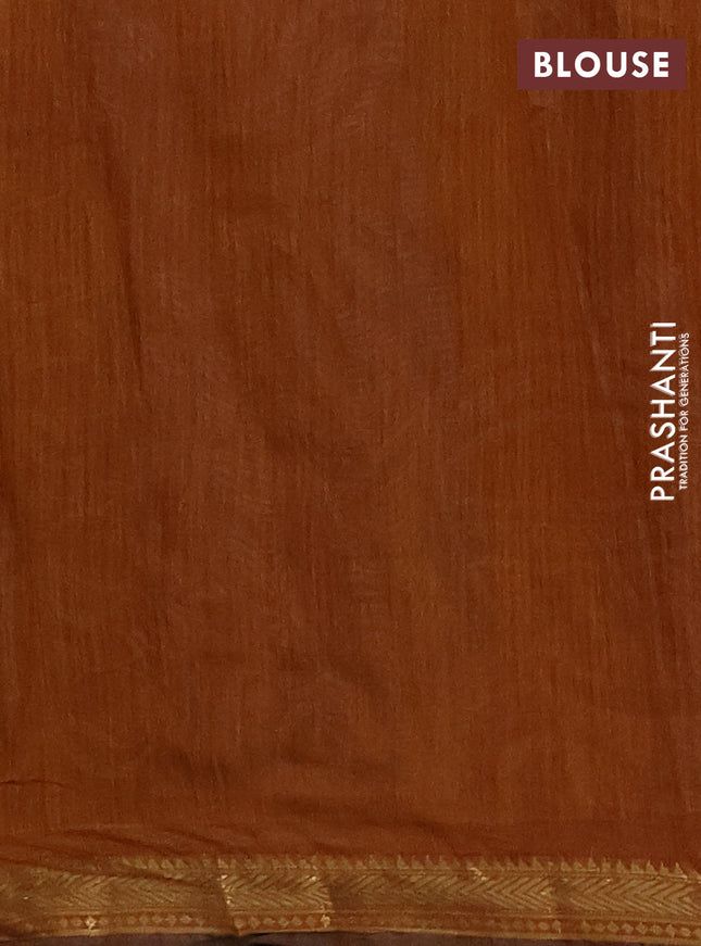 Maheshwari cotton saree sap green and mustard yellow with allover kalamkari prints and zari woven border