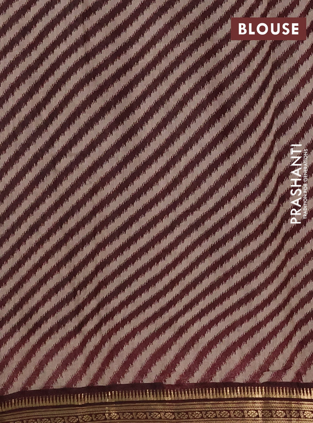 Maheshwari cotton saree navy blue and coffee brown with allover flower prints and zari woven border