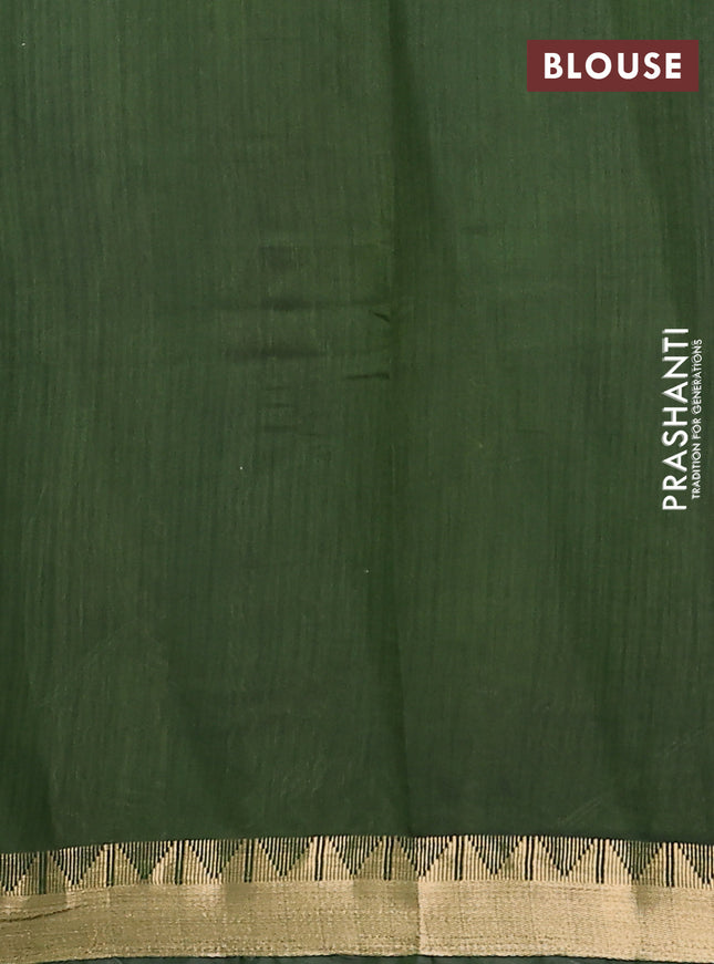 Maheshwari cotton saree navy blue and sap green with allover flower prints and zari woven border