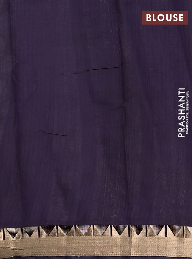 Maheshwari cotton saree sap green and navy blue with allover flower prints and zari woven border