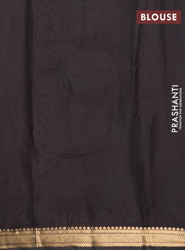 Maheshwari cotton saree sap green and brown with allover geometric prints and zari woven border