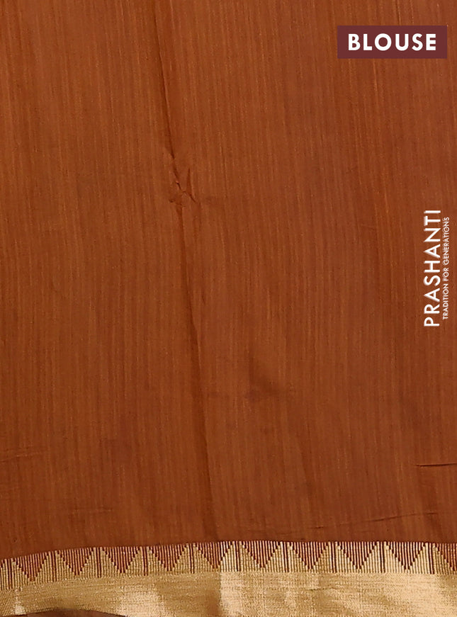 Maheshwari cotton saree sap green and dark mustard with allover kalamkari prints and zari woven border