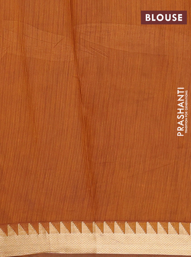 Maheshwari cotton saree maroon and dark mustard with allover kalamkari prints and zari woven border