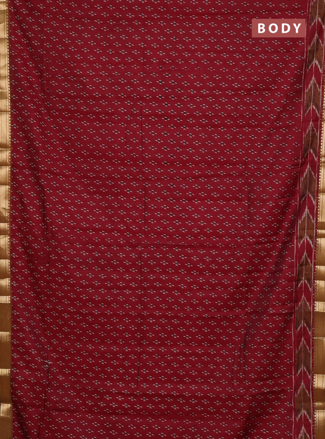 Maheshwari cotton saree maroon and dark mustard with allover butta prints and zari woven border