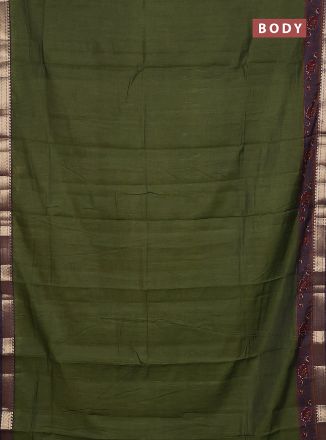 Maheshwari cotton saree sap green and wine shade with plain body and zari woven border