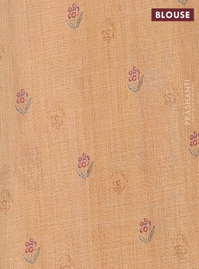 Linen cotton saree sandal with butta prints and printed border