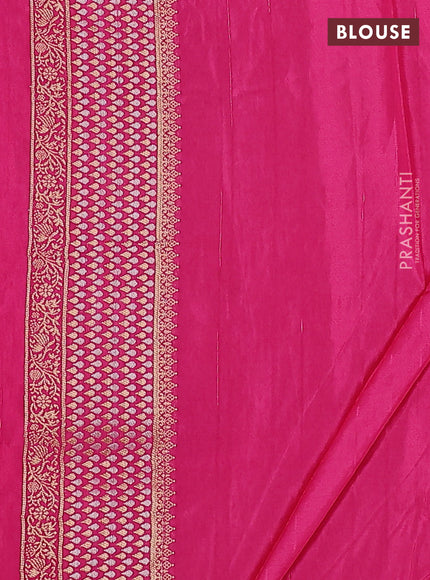 Semi raw silk saree orange and pink with silver & gold flower zari woven buttas and zari woven border