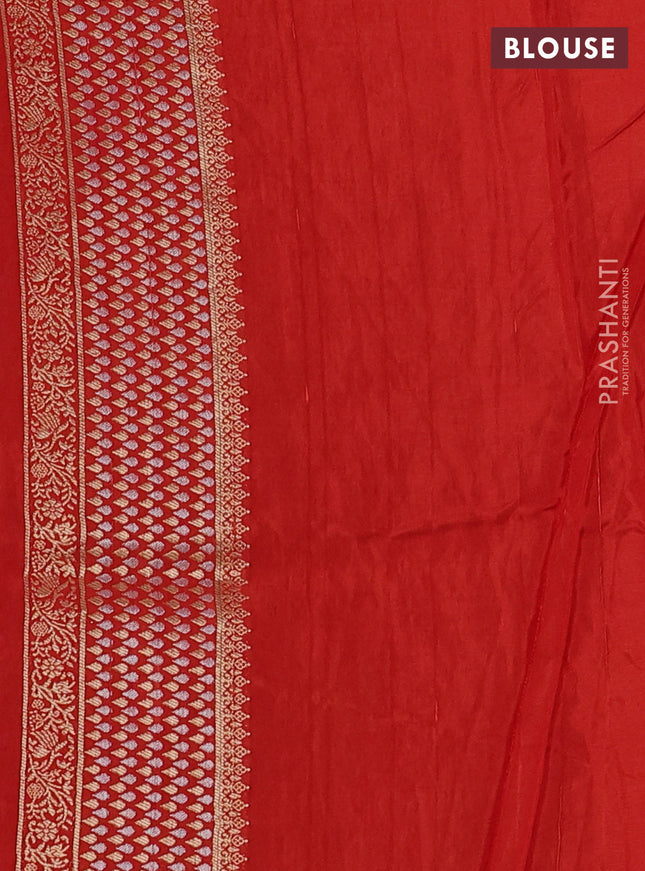 Semi raw silk saree purple and orange with silver & gold flower zari woven buttas and zari woven border