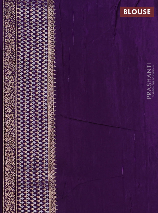 Semi raw silk saree red and violet with silver & gold flower zari woven buttas and zari woven border
